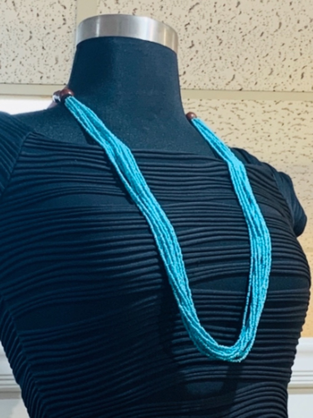 Turquoise Beaded Necklace ~ 24"